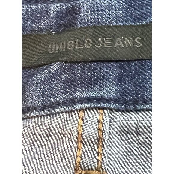 UNIQLO Jeans Retro Relax Fit Wide Leg High Rise Tapered Belted Blue Jeans - Picture 10 of 11